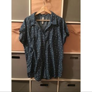 Chambray Dotted Button Up